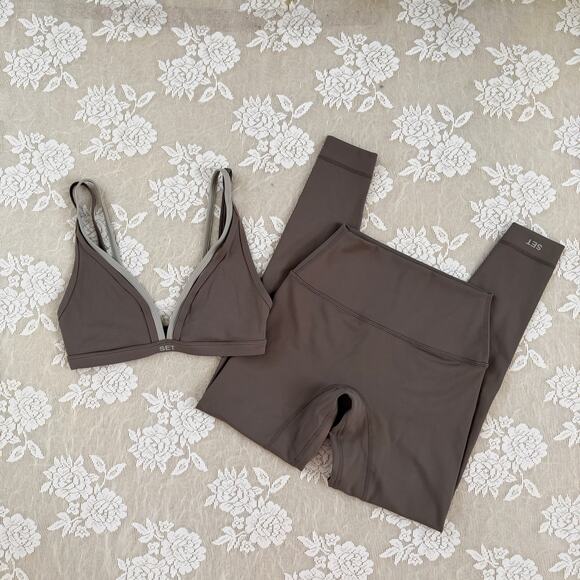 SET Active Other - SET Active Luxform Brown Sports Bra & Leggings Set Size S